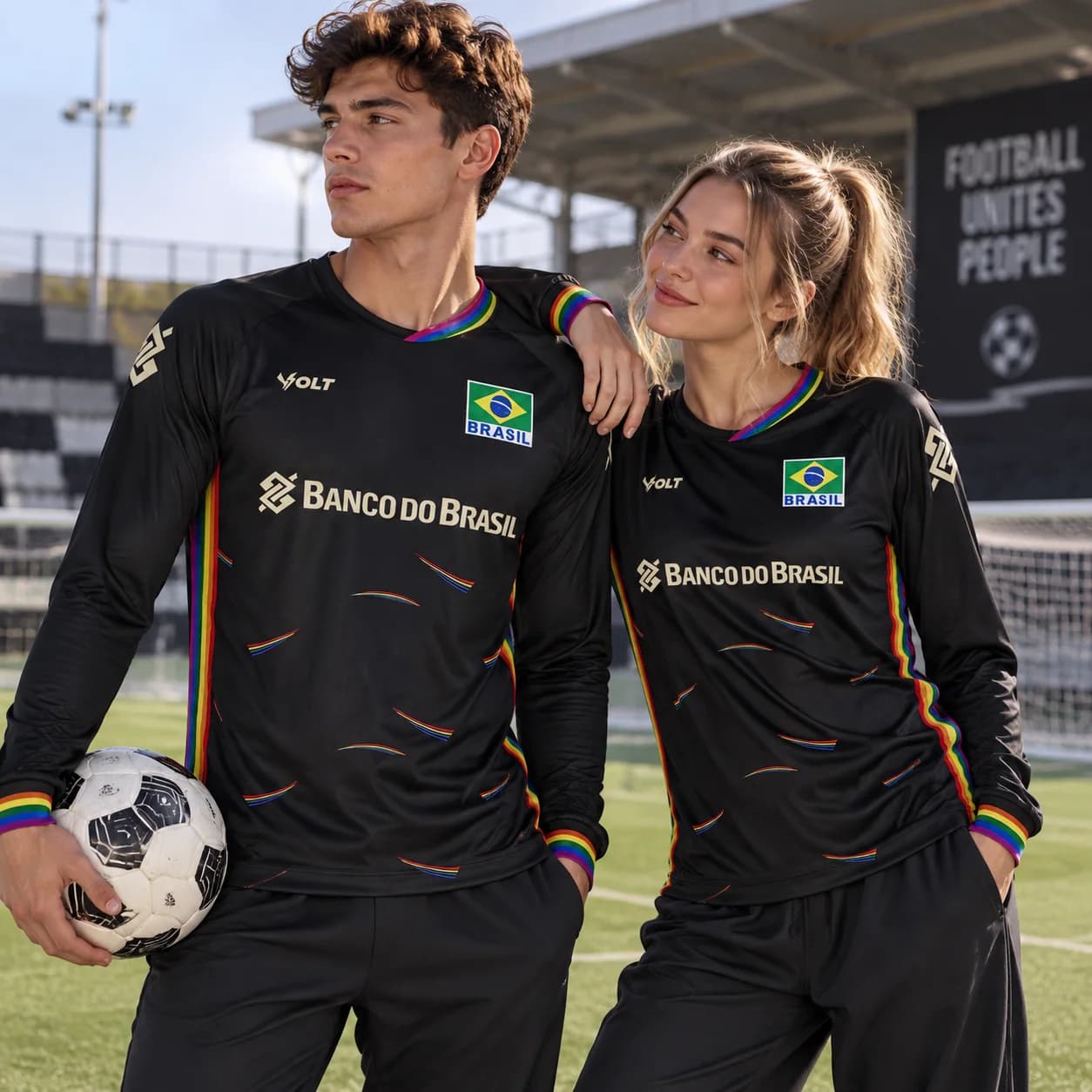 2026 CBV Contra O Preconceito Brazil Volleyball Long Sleeve Jersey Men Women Quick Dry Rainbow Print Training Sports Shirt