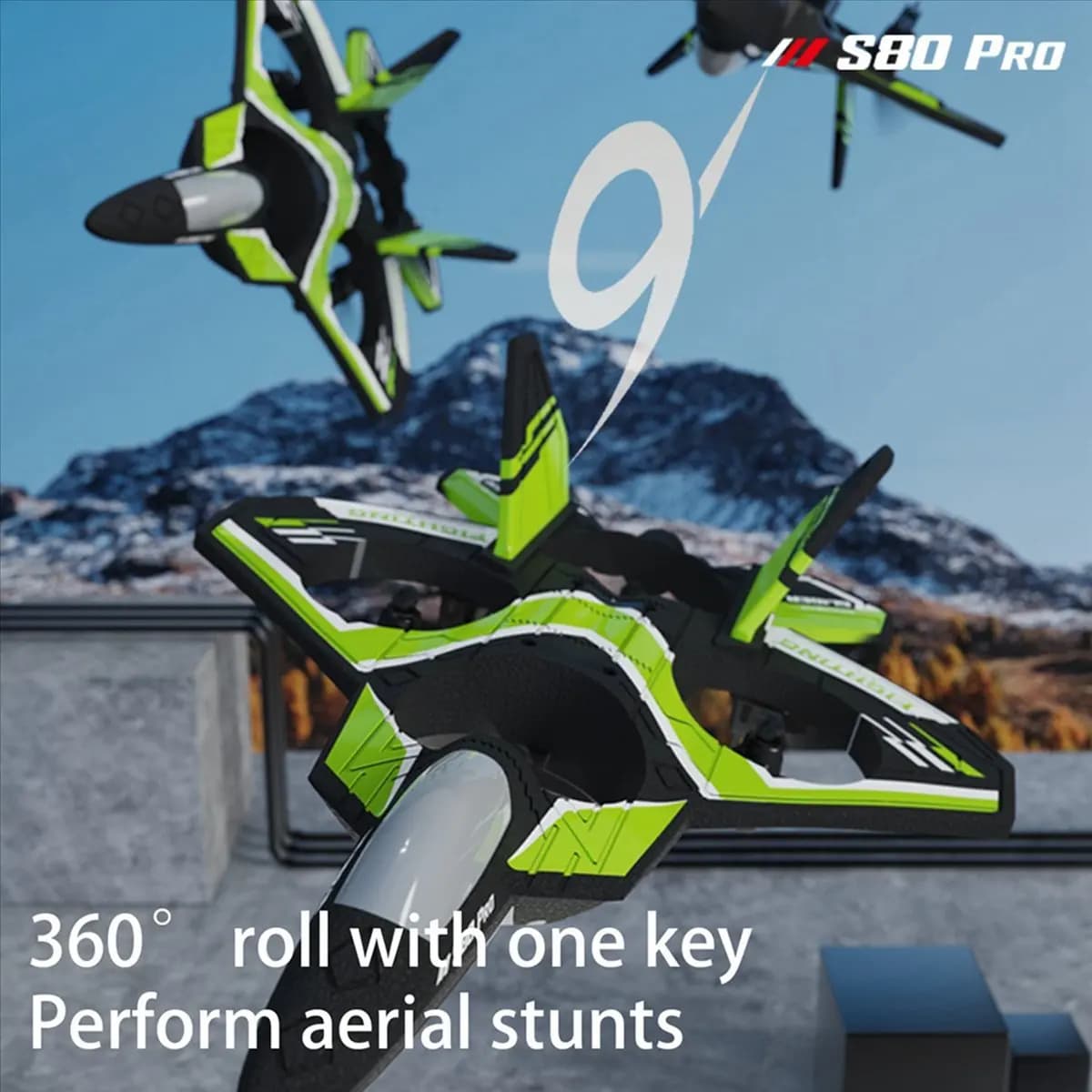 SDFC Drone telecomandato Aggiornamento aereo ad ala fissa in schiuma con set di luci Modello di altezza Giocattolo per bambini - Verde