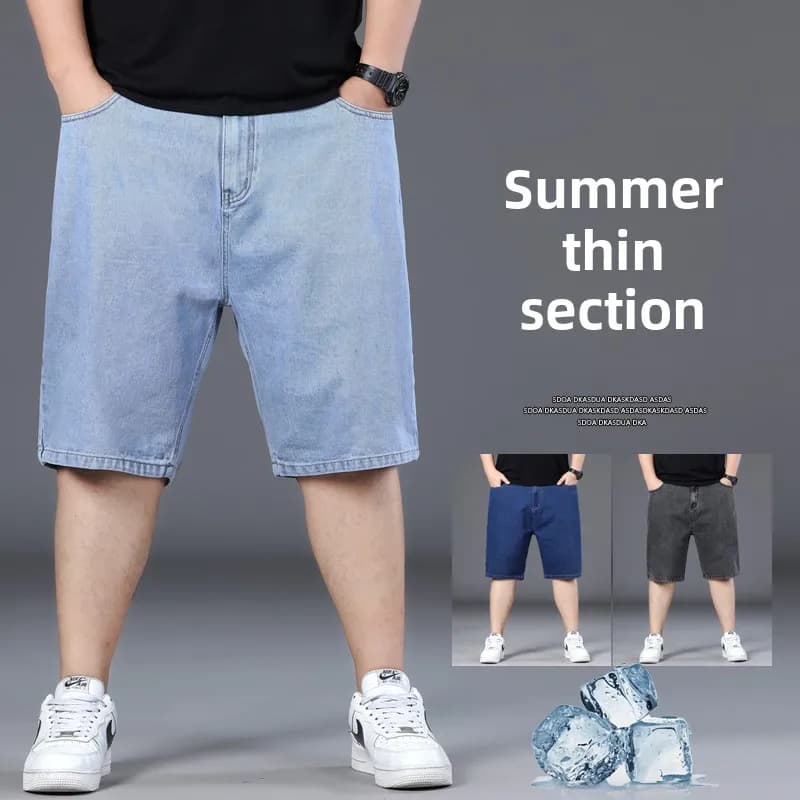 2025 Nuovi jeans da uomo, jeans di media lunghezza, larghi e di grandi dimensioni, alla moda, di lusso leggero e in stile classico