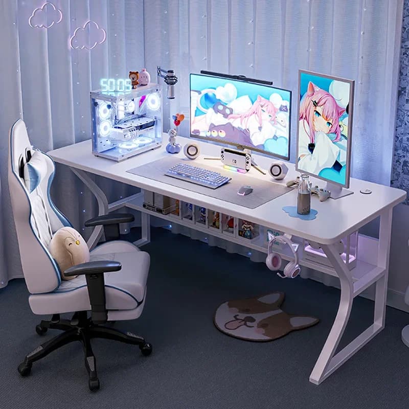 Set di sedie da scrivania per computer da gioco bianche Set da ufficio per casa Studio Camera da letto Pieghevole Semplice ed ergonomico Tavolo per laptop moderno Mobili Muebles