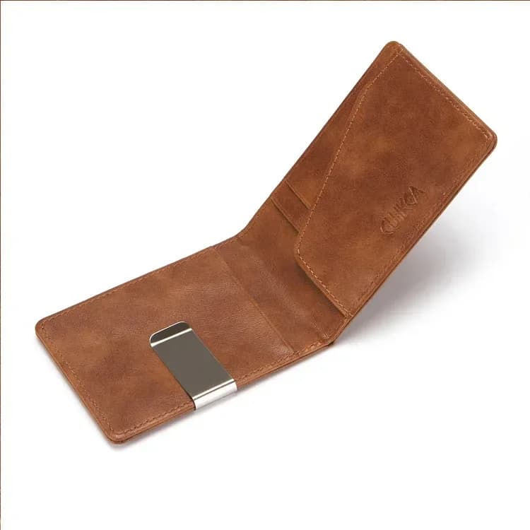Nuovo Portafoglio in Pelle alla Moda per Uomo, Fermasoldi Multifunzionale Sottile, Porta Carte e Contanti in Metallo per Uomo e Donna