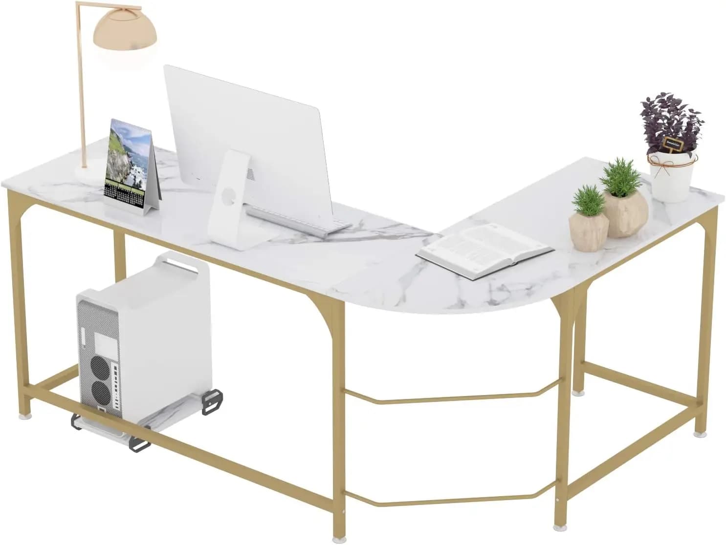 Scrivania angolare a L reversibile bianca - Tavolo da gaming per computer da 168 cm, moderna postazione di lavoro per ufficio e studio a casa