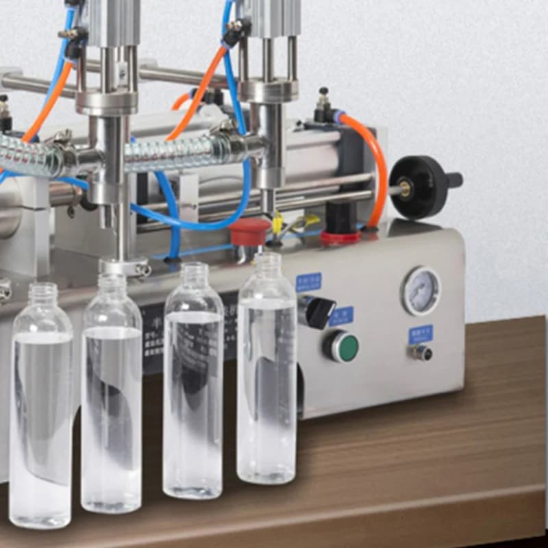 Horizontal Pneumatic Shampoo Wine Vinegar Cooking Oil Soap Liquid Bottle Piston Filling Machine Water Filler