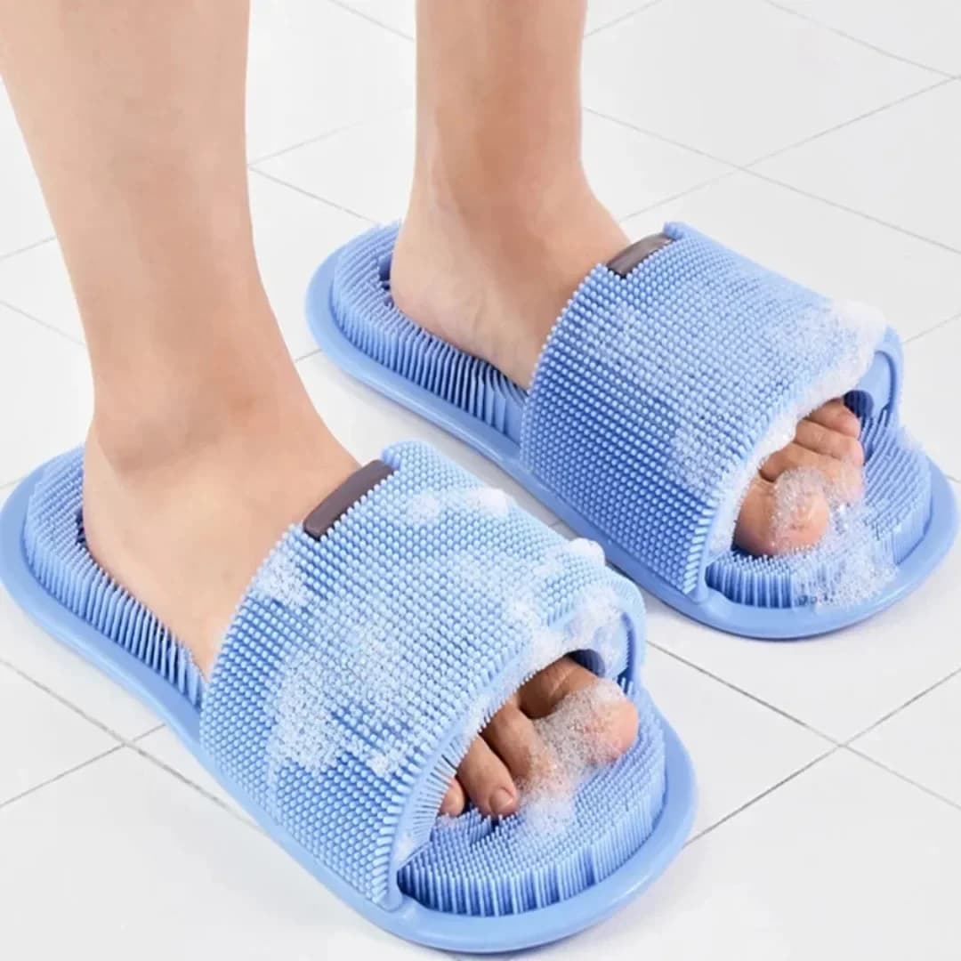 1pc Pantofole per il lavaggio dei piedi magiche Setole a tutto tondo Lavaggio dei piedi in silicone antiscivolo Pantofole per massaggio esfoliante Spazzola per la pulizia del bagno