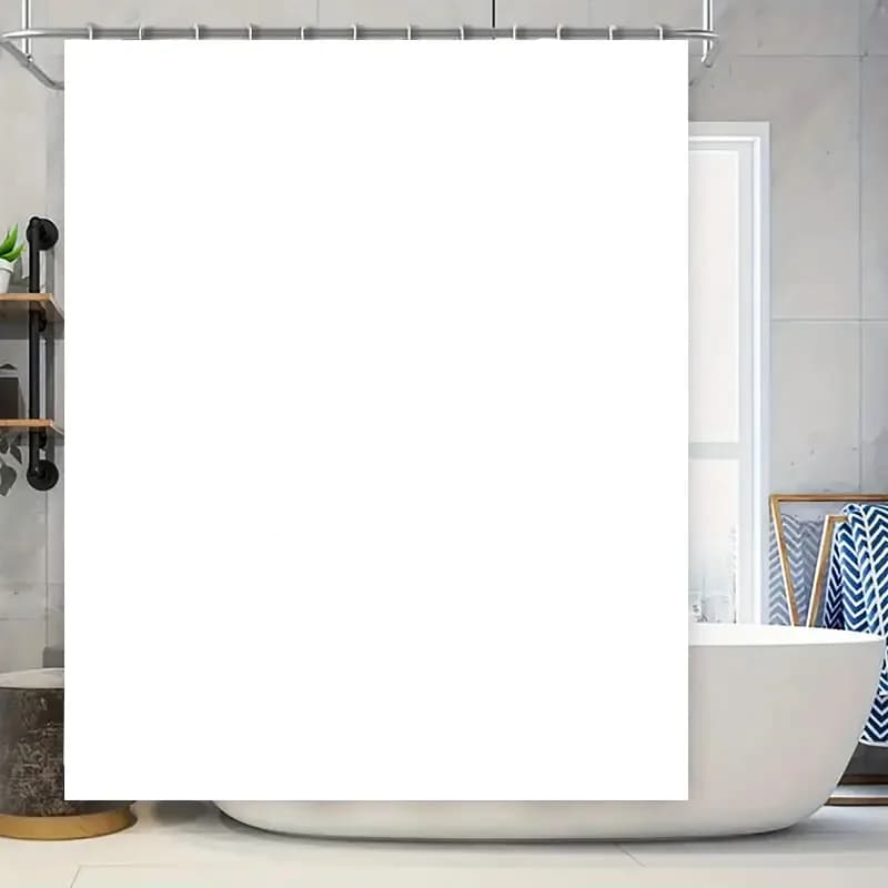 Tenda da doccia in peluche bianca con ganci argentati, tappeto da bagno impermeabile per l'arredamento del bagno, personalizzazione delle dimensioni disponibili (S/M/L/XL)