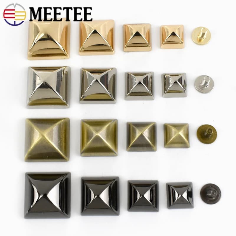 20/30 Pezzi Meetee Rivetti Quadrati 10-18mm, Piedini in Metallo per Borse, Rivetti a Vite per Borse, Abbigliamento, Artigianato in Pelle, Accessori Fai-da-Te