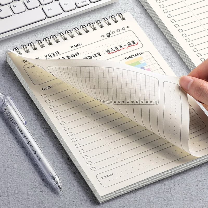 80 Notebook Schedules Planner Thick Daily Notepad Office School Supplies Student Stationery Sheets Simple Planner Agenda Spiral