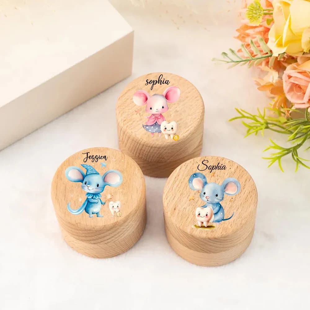 Scatola portaoggetti per denti da latte in legno personalizzata Scatola per denti da latte in legno per bambini Primo stoccaggio dei denti Vassoi per fatina dei denti Regali per bambini