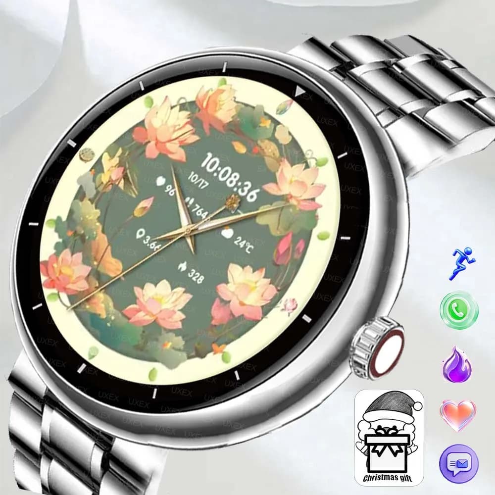 Smartwatch moda donna Display HD da 1,5 pollici Controllo app Fitness Chiamata wireless Ricarica wireless Orologi regalo di Natale Smart Men