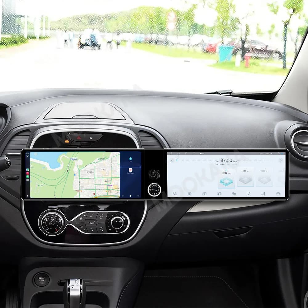 Autoradio Android 24.6" con doppio schermo per Renault Captur 2016-2018, stereo intelligente per auto, lettore multimediale, GPS, navigatore, Carplay.