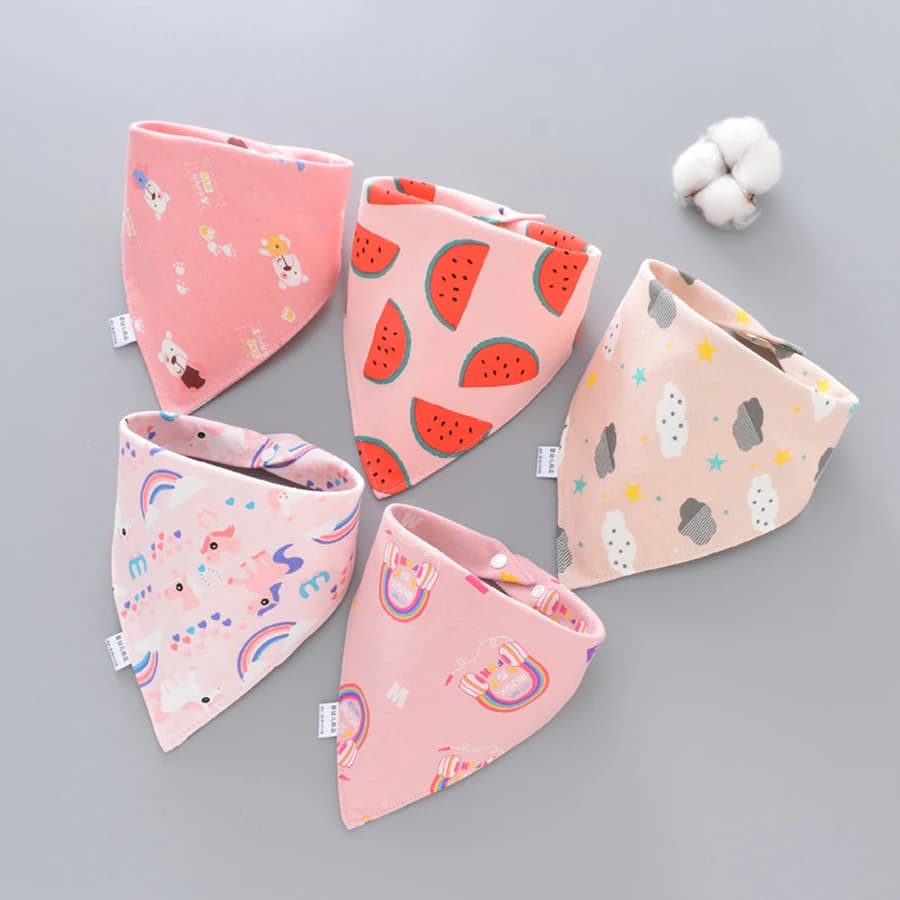 5 pcs Pure Cotton Bandana Bavaglini Waterproof Towel Baby Salt Triangle Baby Scarf Girl's Newborn Baby Diaper Baby Absorber Salt Scarf