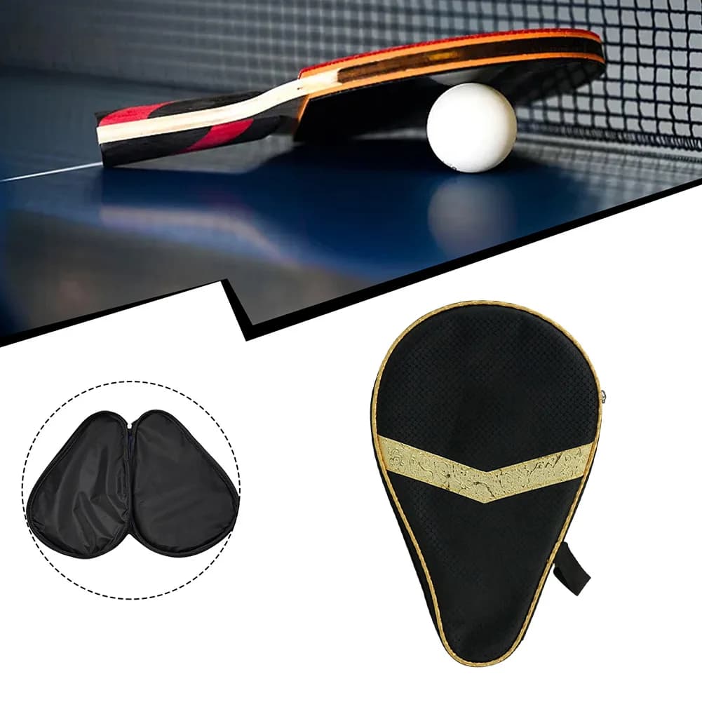 Functional Case in Oxford for Ping Pong Rack with Ball Pocket, Protection 30x20cm / 11.8x8in, Black