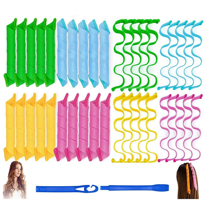 12/10pcs No Heat Hair Curls Rollers Sleeping Soft Headband Bigodini Modeler Tools for Hair Styling
