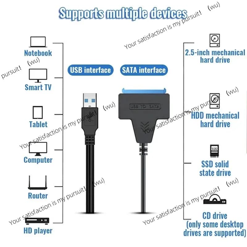 Cavo ZOCI-USB 3.0 a SATA per adattatore per disco rigido esterno HDD SSD da 2,5 pollici Cavo adattatore da SATA a USB per disco rigido