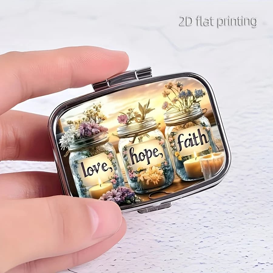 1 Wish Bottle-Shaped Pill Box with 2 Compartments - Portable Metal Pill Box That Can Be Placed in a Wallet or Pocket, Ideal for Travel, and a Unique Halloween/Christmas Gift, Wallet Pill Box