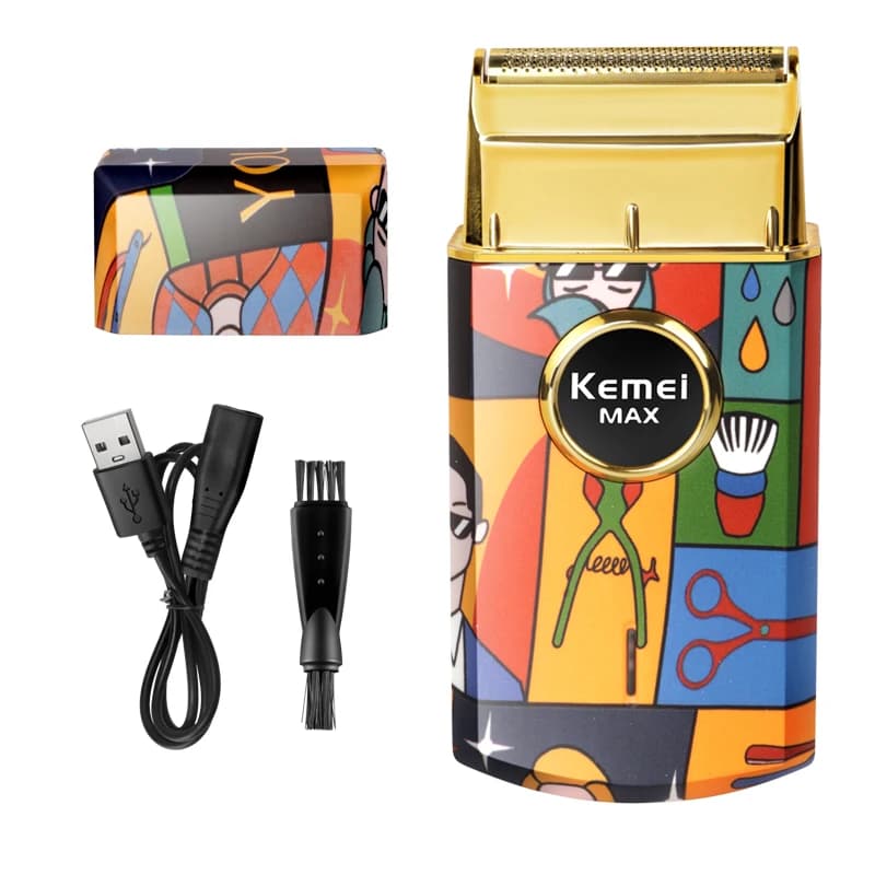 Kemei Titanium Double Foil Electric Razor Professional Barbie Finish Razor Model Graffiti per uomo KM-RS7098