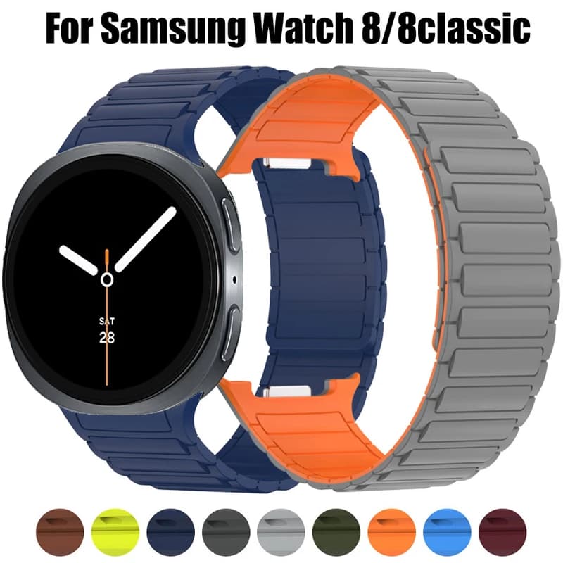 Cinturino magnetico per Samsung Galaxy Watch 8 40mm 44mm cinturino in silicone per Galaxy Watch 8 Classic 46mm LTE cinturino braccialetto