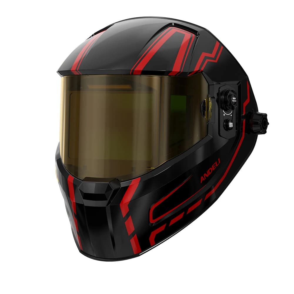 ANDELI Casco per saldatura True Color Oscuramento automatico con vista laterale Maschera per saldatura alimentata a batteria ricaricabile Ombra larga 4/5-9/9-13