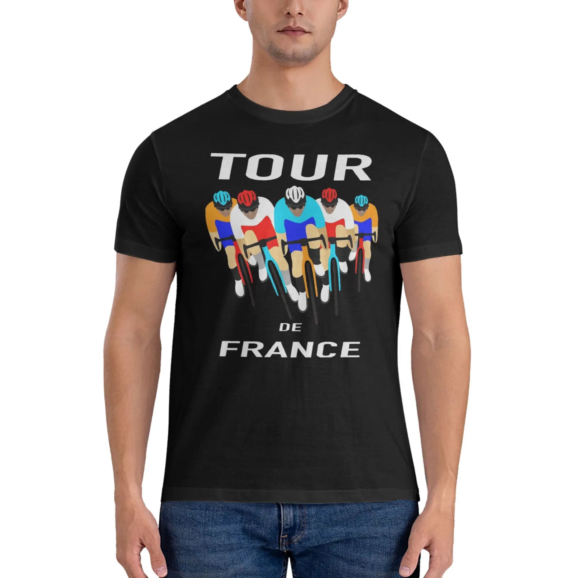 Cycling T-shirt Tour De France for men Cotton T-shirt Men's short neck and crew neck Summer Clothing S-6XL