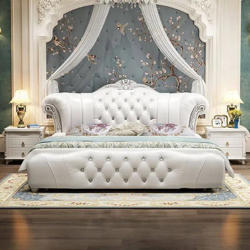 Base letto matrimoniale europea con testiera imbottita, basi letto matrimoniali Monster, mobili per camera da letto singola