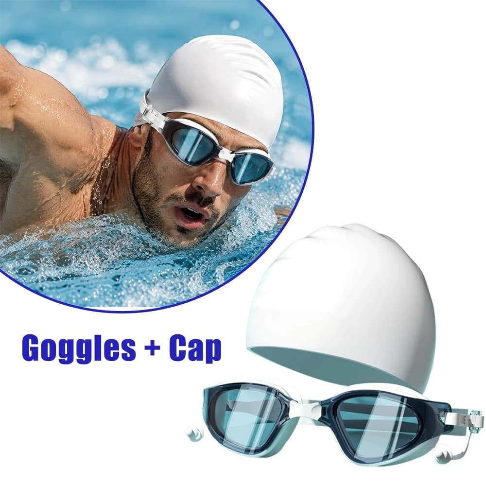 Professional Swimming Goggles Cap HD Waterproof Anti Fog Silicon Water Racing Sports Equipment for Men Swimming Cap Swim Eyewear