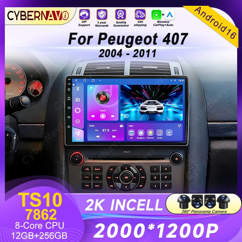 Android Auto For Peugeot 407 1 2004 - 2011 Car Radio Video Multimedia Player Navigation GPS Carplay Stereo 5G Wifi No 2Din DVD