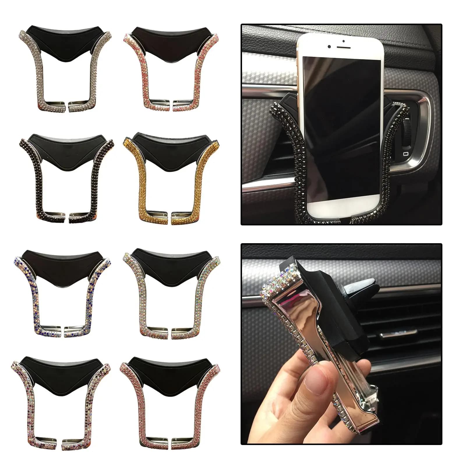 Stylish Bling Car Phone Holder with Crystal Rhinestone for 4.0-6.5 inch Phones