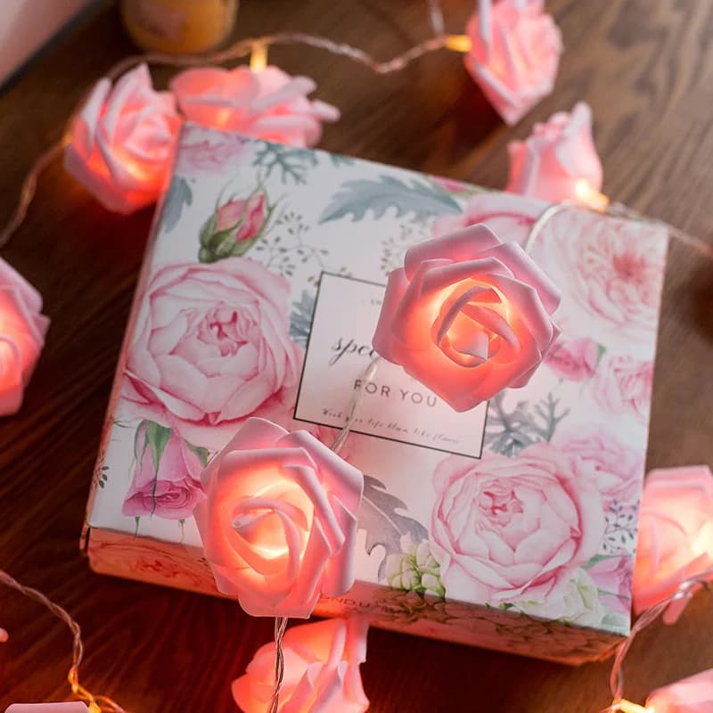 Luci a Corda con 10 LED a Forma di Rosa per San Valentino, 1,5M, Decorazione Pendente per Matrimoni, Anniversari, Feste, Forniture Fai-da-Te