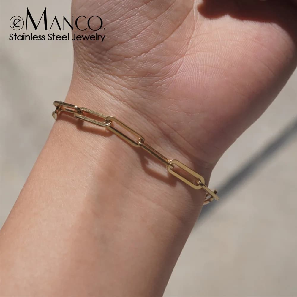 eManco Bracciale da donna Curb Catena a maglie cubane Bracciali da donna in acciaio inossidabile Catene Gioielli Davieslee