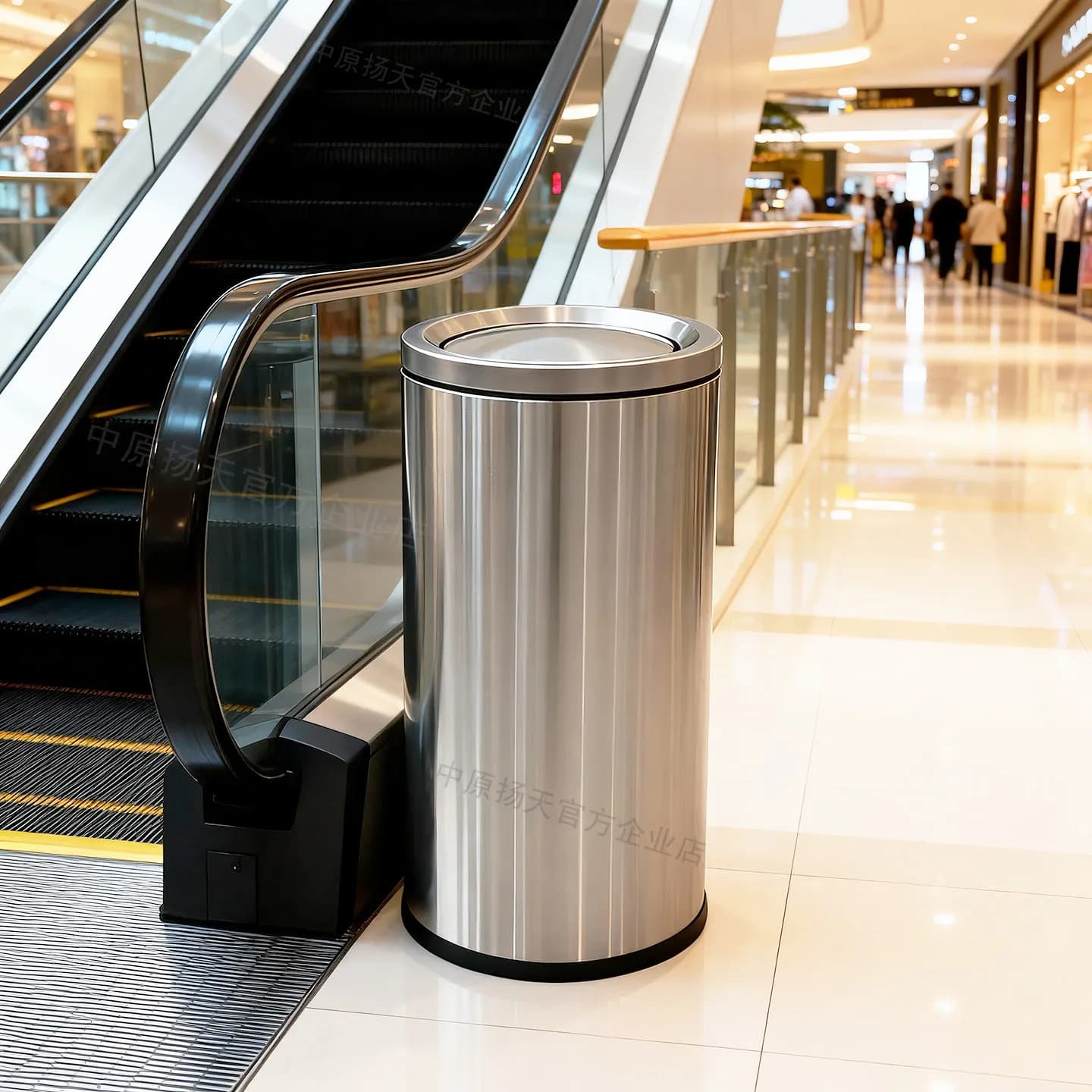 50L Large Capacity Flip Top Stainless Steel Commercial Trash Can High Grade Sanitary Bin for Mall Hotel Supermarket Cinema