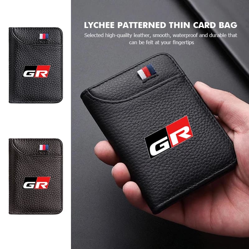 Car Business Credit Card Bifold Wallet Litchi Pattern Purse For Toyota C-HR CHR Logo 2016 2017 2018 2019 2021 2022 Fortuner