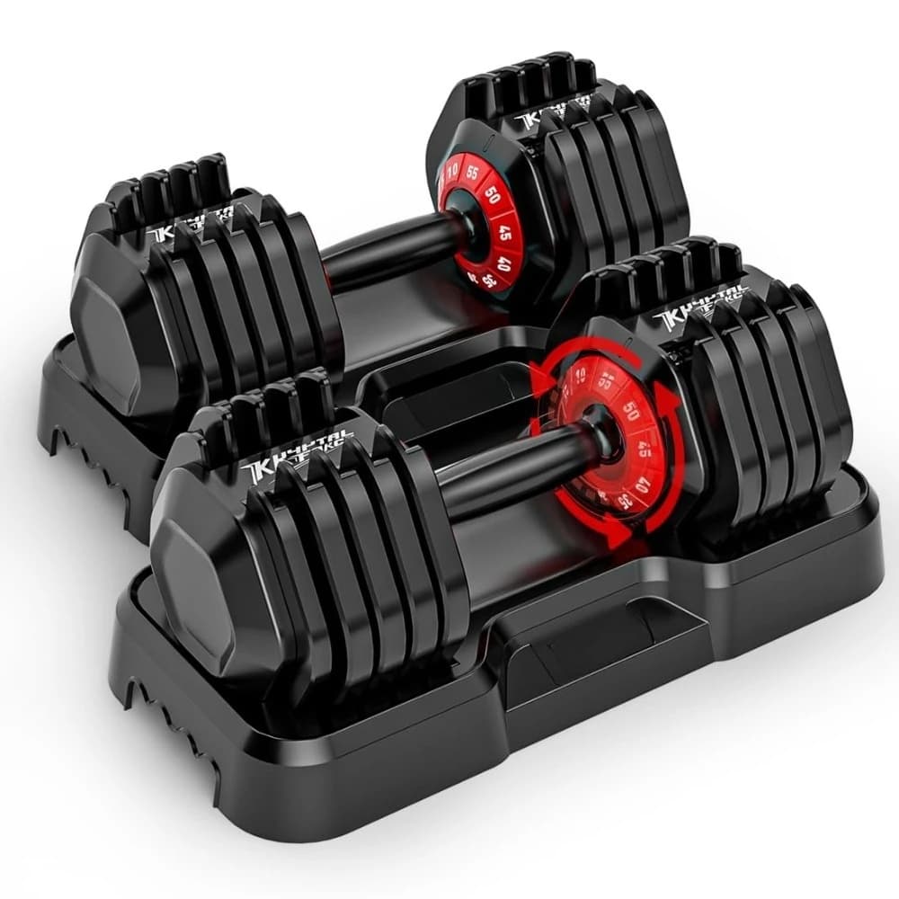 Adjustable Manubri Set 25/55 lbs, Metal Handle Anti-slip for Exercise and Fitness, Rapid Weight Adjustment, Customizable