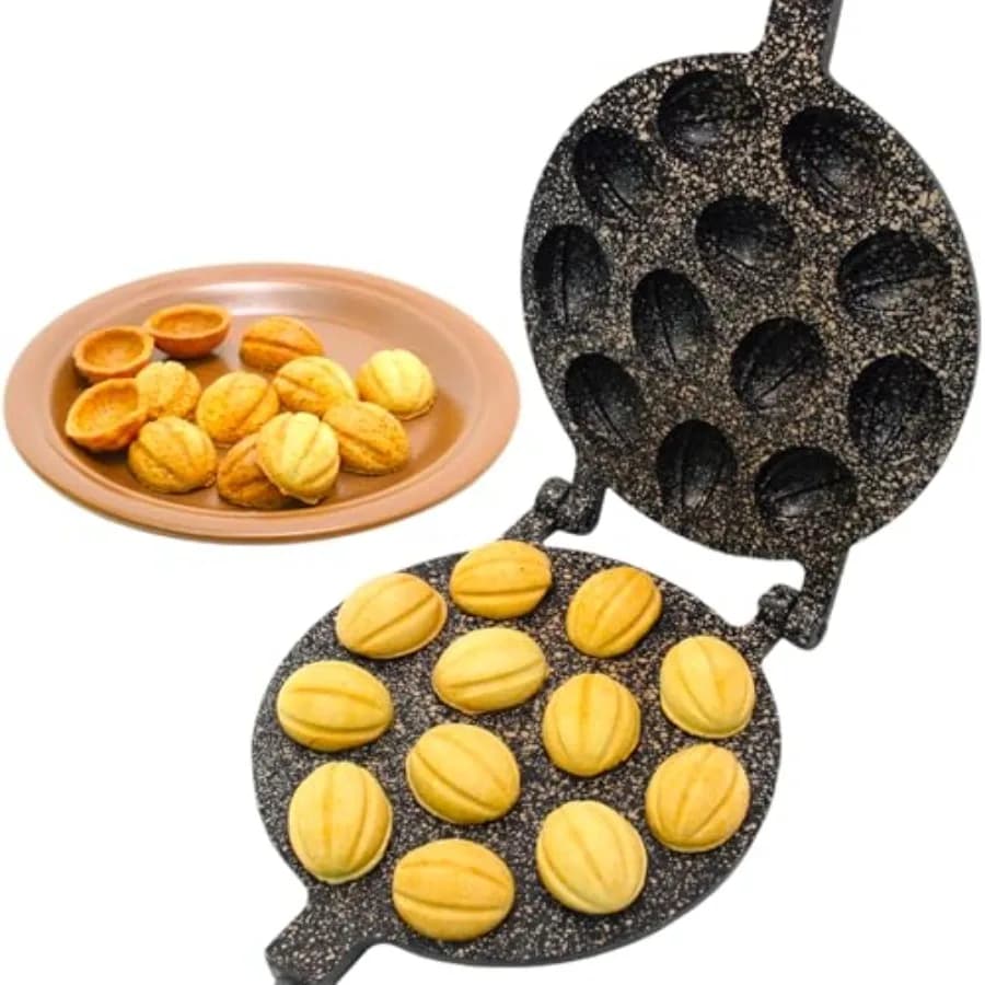 Stampo per biscotti Walnut Cookie Maker, 12 mezze forme, rivestimento antiaderente in pietra granito, per biscotti e pasticcini
