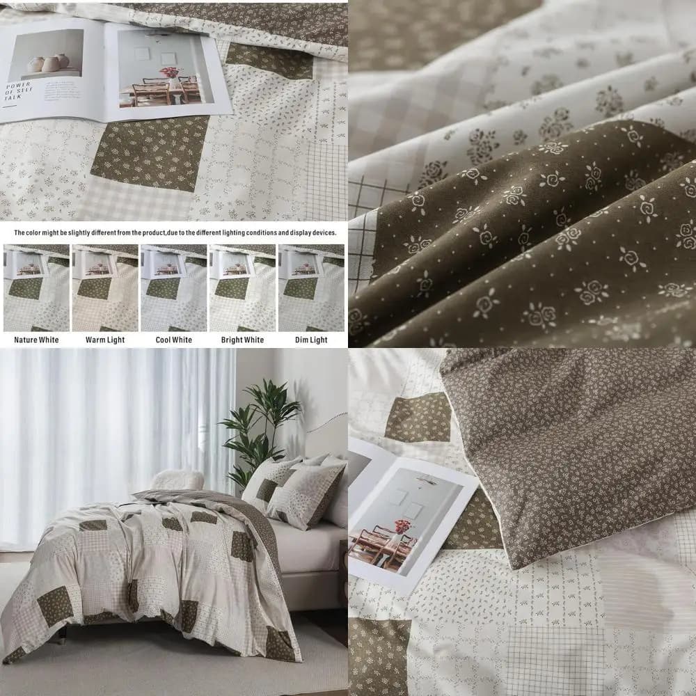 Set Copripiumino 3 Pezzi in Cotone 100% Misura Queen - Comfort per Tutte le Stagioni con Cerniera e Lacci
