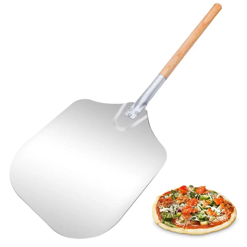 Pala per pizza girevole per pizza Buccia per pizza in metallo alluminio lungo 35,5 pollici con manico in legno lungo 21 pollici staccabile