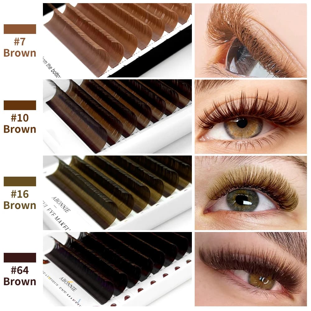 Extension individual eyelashes Abonnie Brown Eyelashes of all sizes Premium colored classic eyelashes