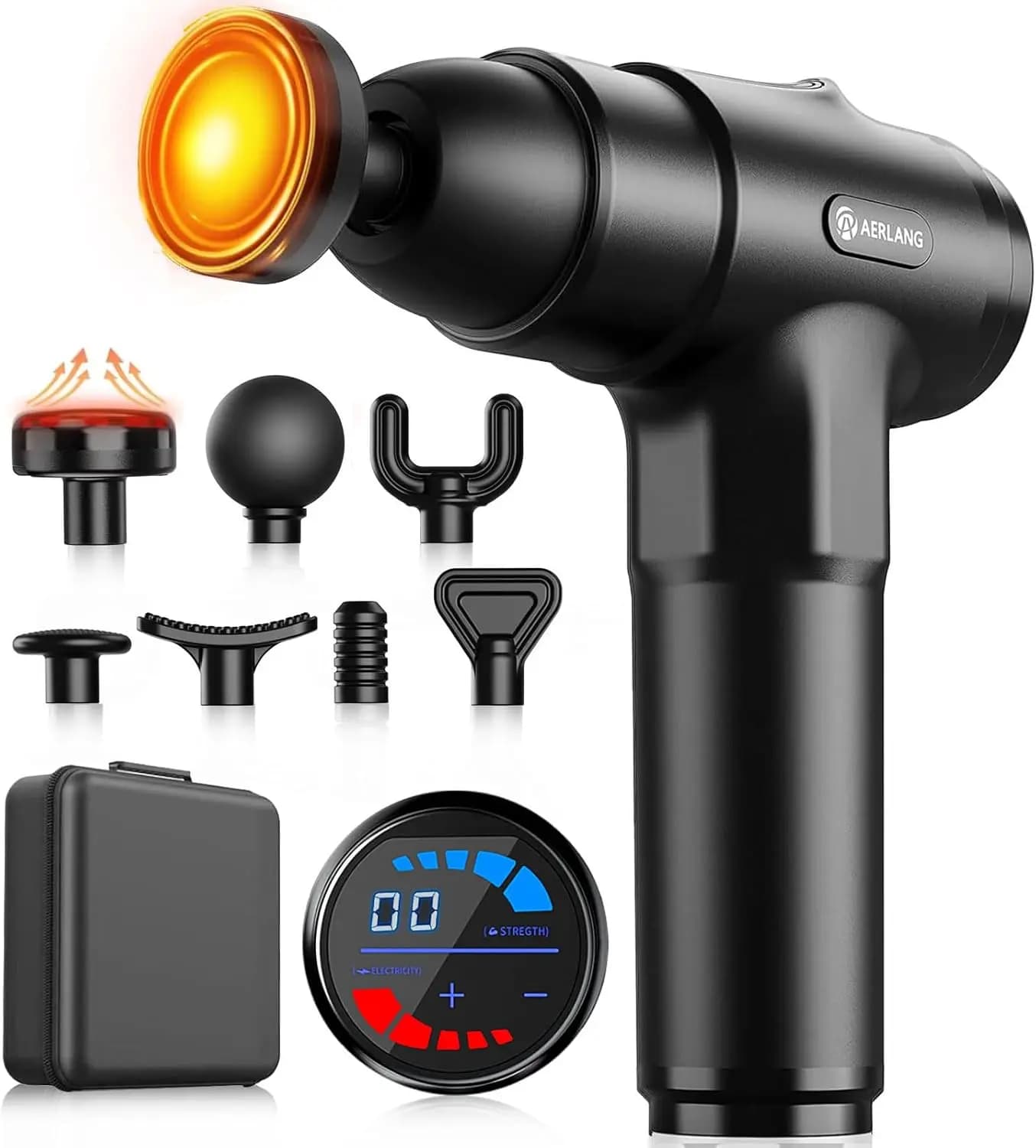 Deep Massage Gun Heated with LCD Display, 7 Silent Heads and Motor to Relieve Pain, Perfect Gift