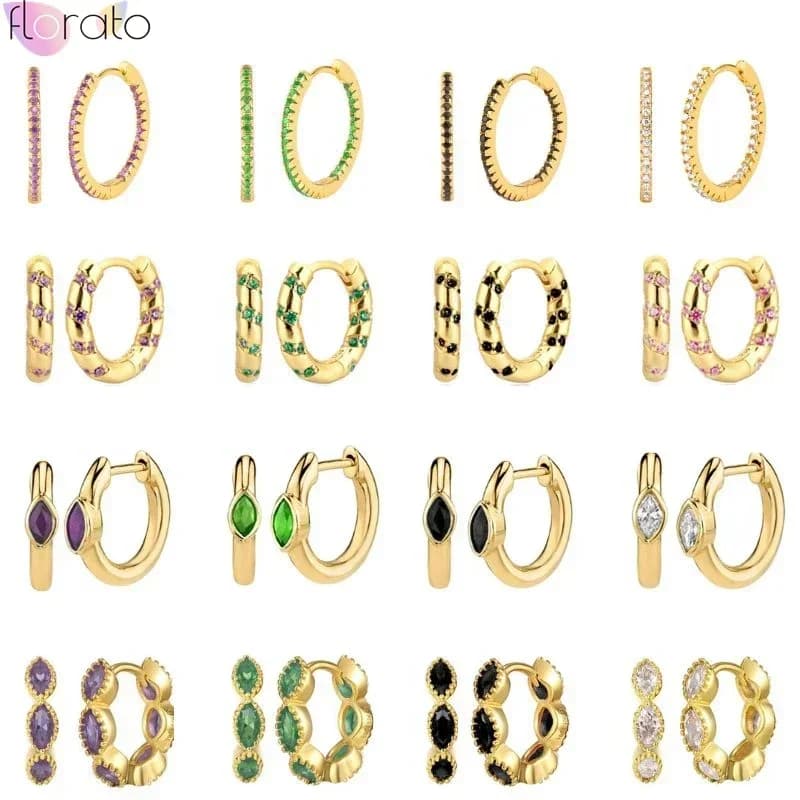 925 Sterling Silver Needle CZ Mini Light luxury Niche Color zircon Hoop Earrings Women's Fashion Casual Earrings Jewelry Gift