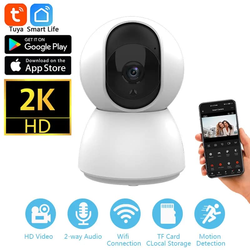 Telecamera IP WiFi Mini Tuya Smart 4MP 2K per Interni, Sorveglianza Wireless con Tracciamento Automatico delle Persone, Sicurezza Domestica, Monitoraggio CCTV per Bambini e Animali Domestici
