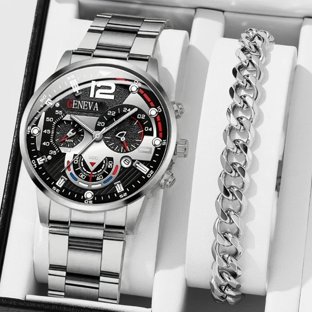 New Hot Watches Men's Fashion Stainless Steel Watch Luxury Calendar Quartz Watch Working Watches Men's Watch Relogio Masculino