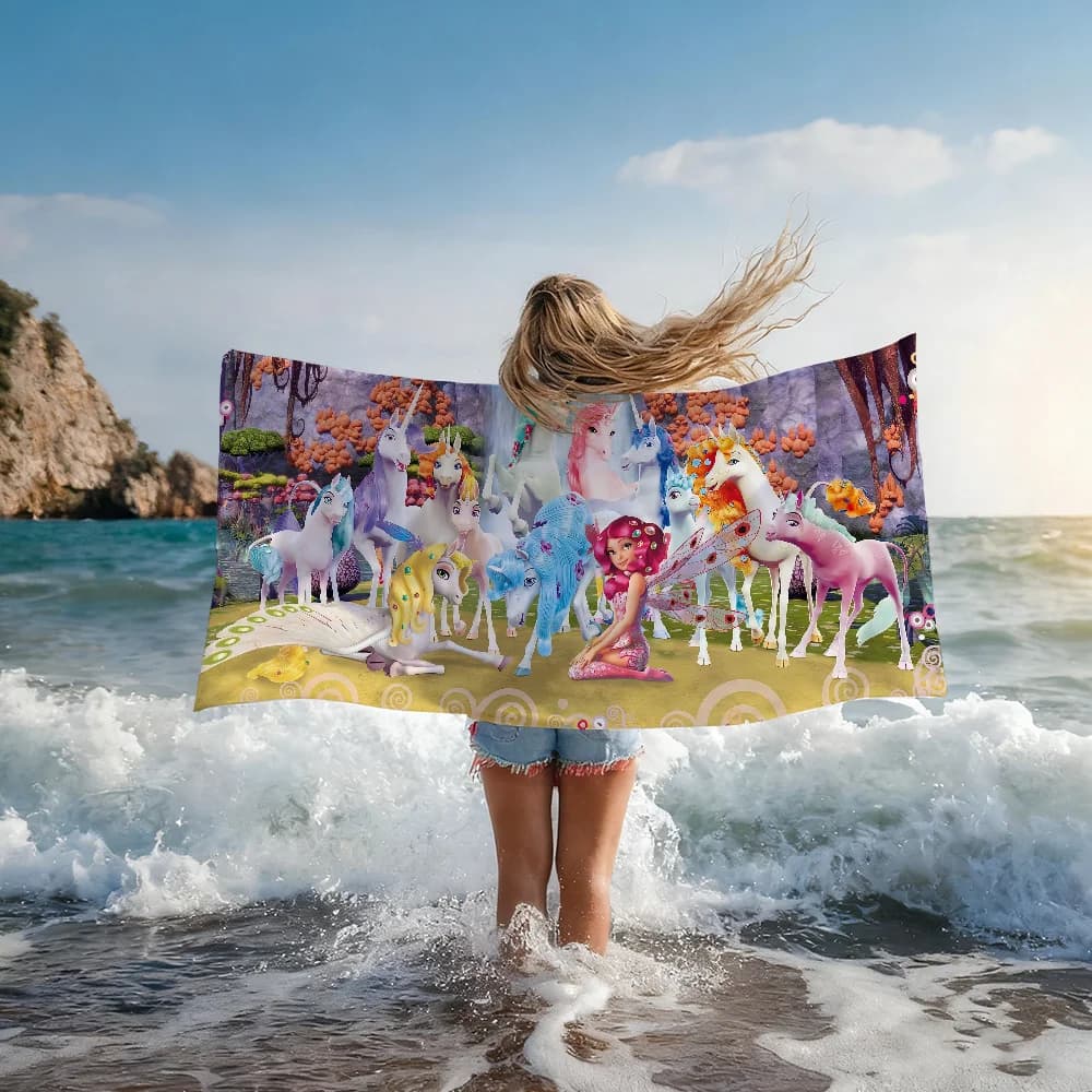 Asciugamano Cartoon M-Mia and Me per Ragazze, per Doccia, Sauna, Viaggio, Spa, Asciugatura Rapida, Accessori da Palestra, Morbido e Grande per Spiaggia