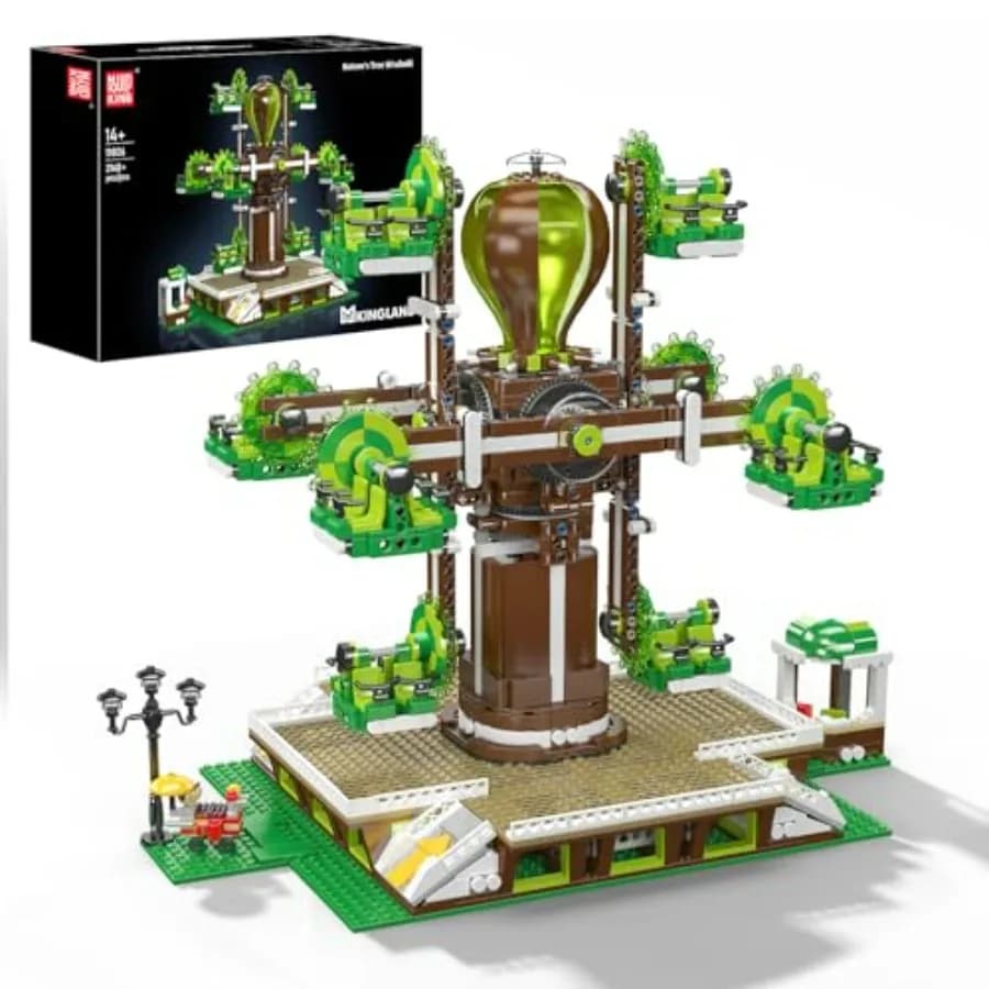 Mould King Set di Costruzioni Mulino a Vento Naturale, Kit Modello Creativo di Giostre per Parco Divertimenti con Funzione di Movimento, Set di Giocattoli STEM