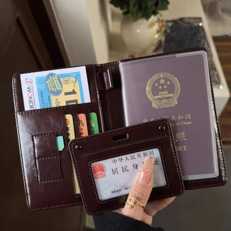 Porta passaporto multifunzione da uomo, nuovo portafoglio da viaggio con protezione RFID antifurto, porta carte, porta biglietti e porta SIM card, adatto anche per donna.
