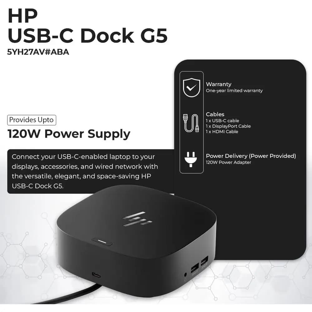 Docking Station con caricabatterie da 120 W, HDMI, DisplayPort, cavi USB-C, panno in microfibra (ricondizionato)