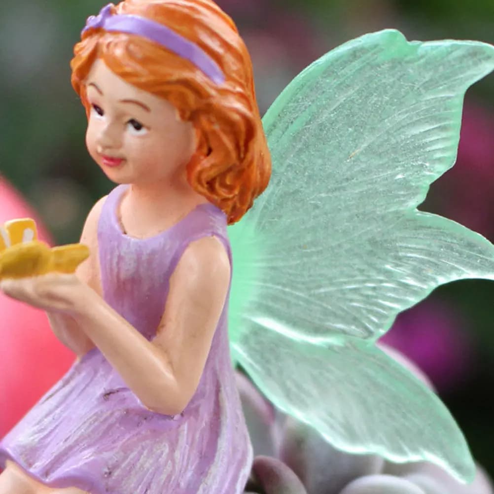 Flower Fairy Garden Sculpture Creative Glowing Dark Decorative Fairy Stake Ornament for Bonsai Potted Plants Garden