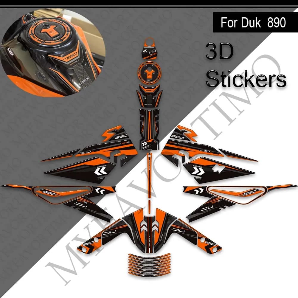 For 890 Duk Moto Carenatura Parafango Protection Relief of Carro Armed Manopoles Lateral Gas Oil Fuel Kit Ginocchio Stickers Decalcomanie 2021 2022 2023 2024