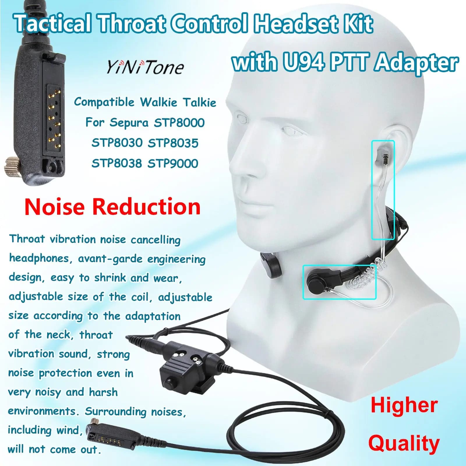Collo gola Mic auricolare set per Sepura STP8000 STP9000 Walkie Talkie cuffie con riduzione del rumore controllate dalla gola U94 PTT
