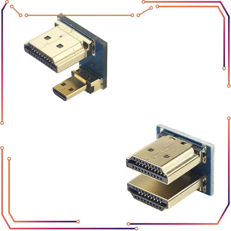 1080P Microbot Adapter from Male to Male for Raspberry Pi 3 4, HDMI-compatible Converter for Touchscreen LCD Display