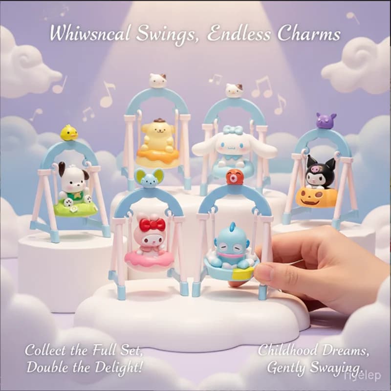 Figura anime Scatola cieca Altalena Sanrio Kuromi Divinazione Bambola Torta Modello fatto a mano Figure Kulomi Torta di compleanno Decor Regalo misterioso