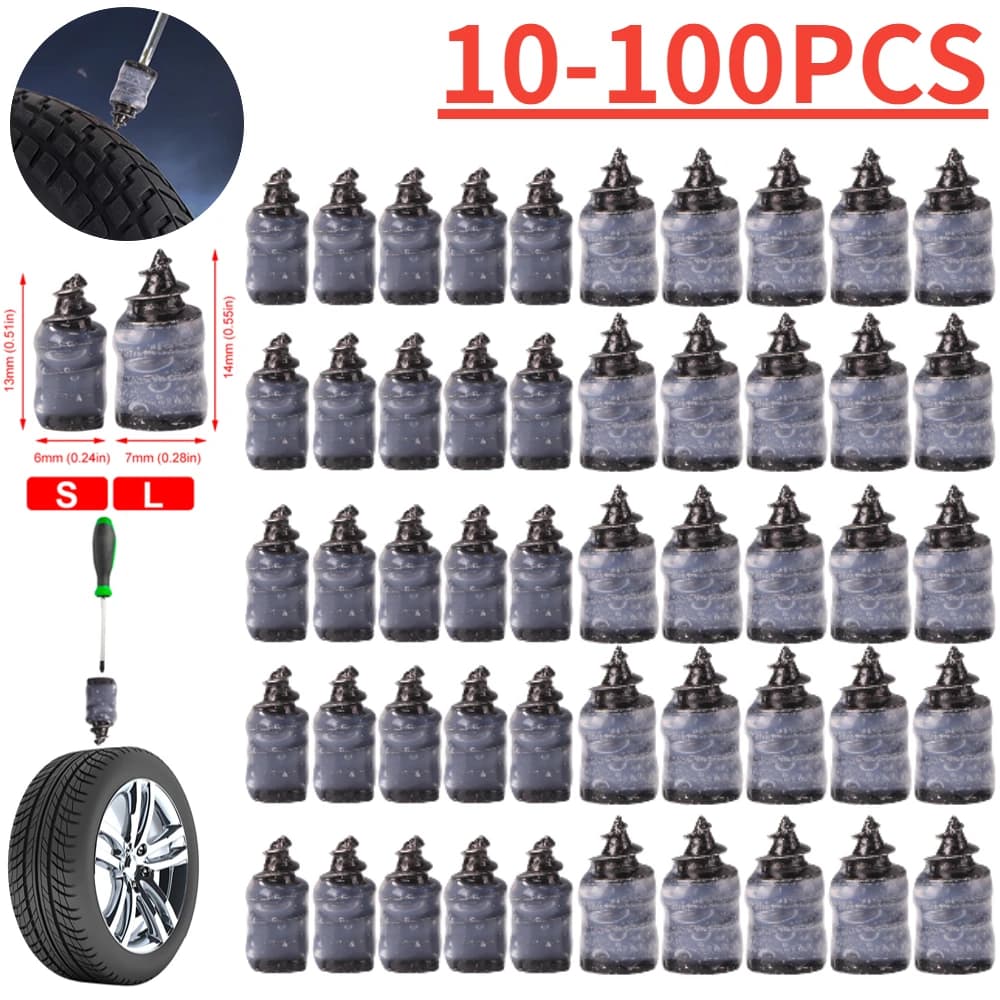 10-100 pz auto vuoto riparazione pneumatici chiodo per auto moto Scooter bici Tubeless pneumatico riparazione chiodo gomma accessori in metallo